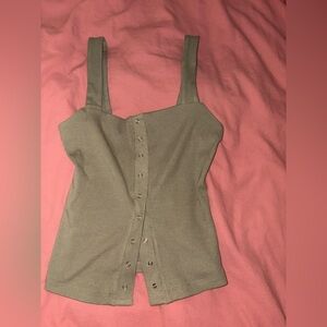 Dynamite Olive Button-Up Tank Top